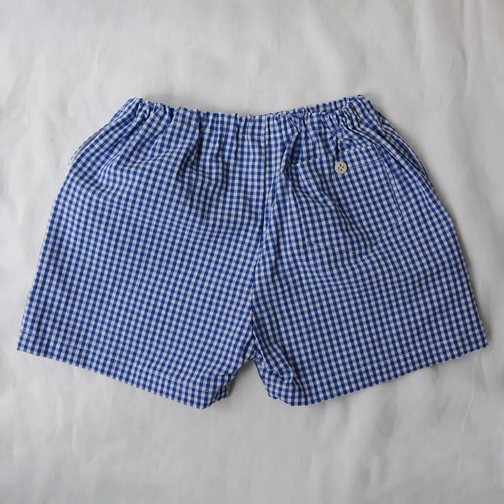 Blue Gingham Checks Charlie Shorts by Makié Baby And Child