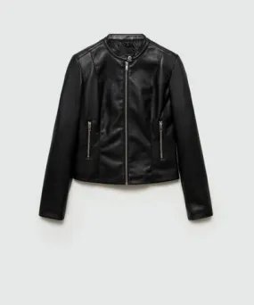 MANGO Women's Zipped Biker Jacket