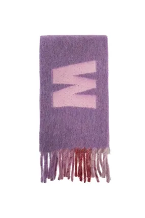 MARNI wool mohair scarf with large logo.