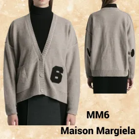 MM6 Maison Margiela Cardigans - Casual Style Wool Long Sleeves Medium Logo