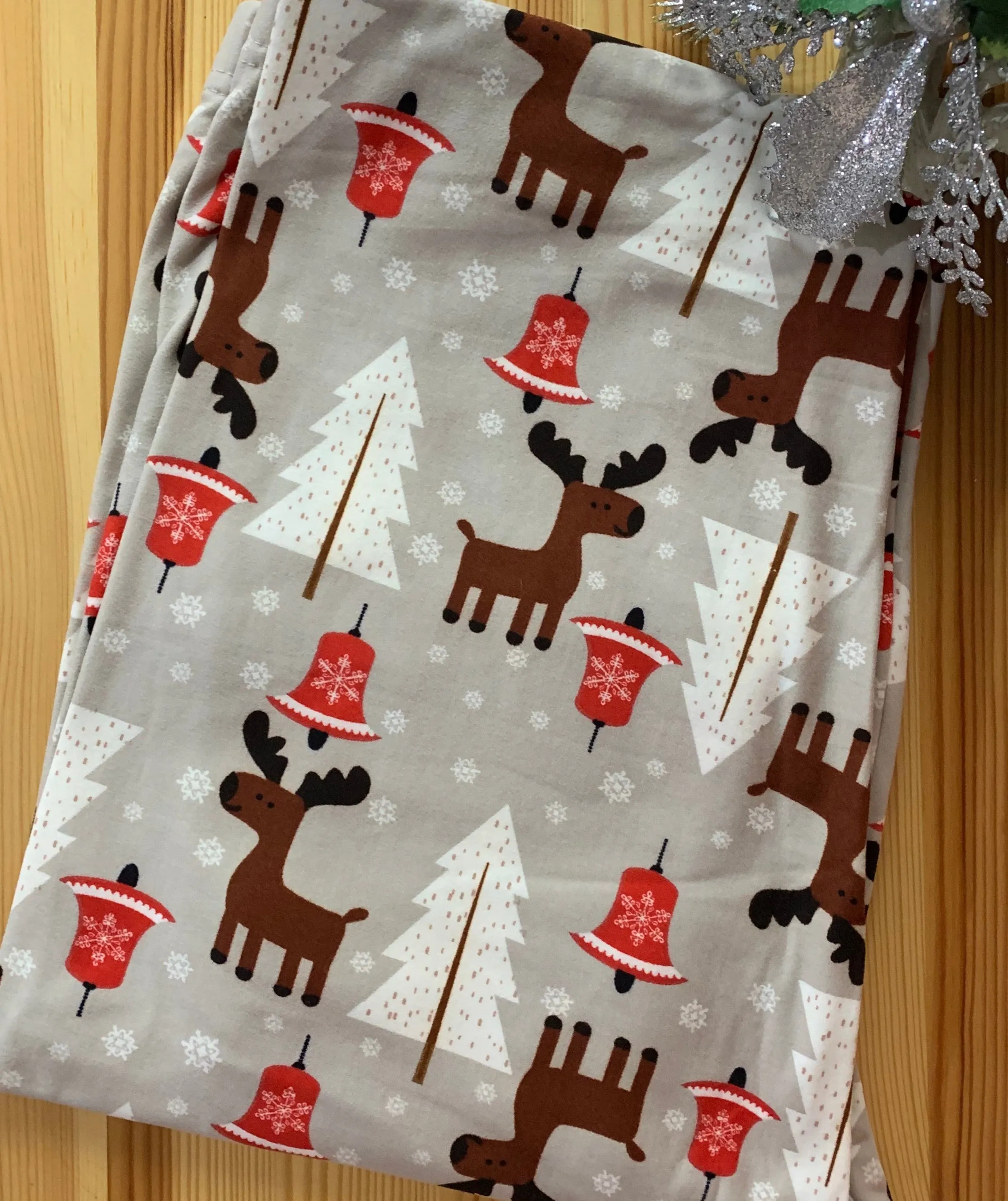 Mocha Reindeer Print Christmas Soft Leggings