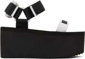 Moschino Black Logo Flatform Wedge Sandals