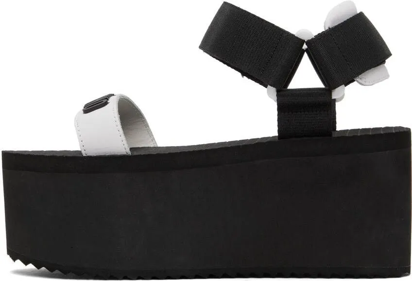 Moschino Black Logo Flatform Wedge Sandals