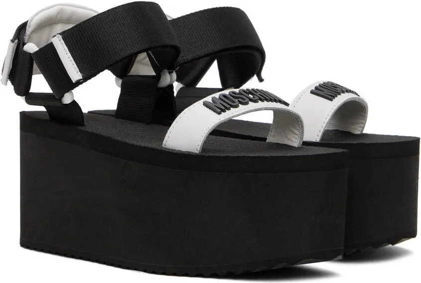 Moschino Black Logo Flatform Wedge Sandals