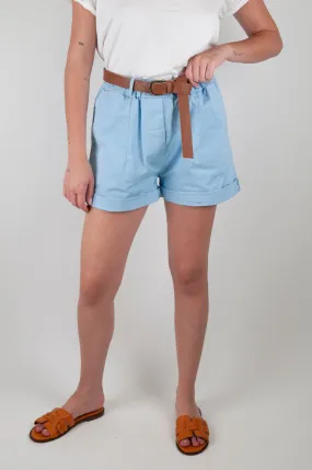 Motel - Elastic Waist Shorts with Frayed Pocket