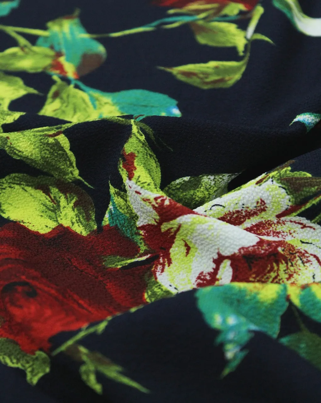 Multicolor Floral Polyester Bubble Crepe Fabric