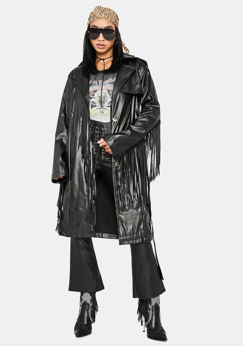 Mystic On The Run Fringe Trench Coat