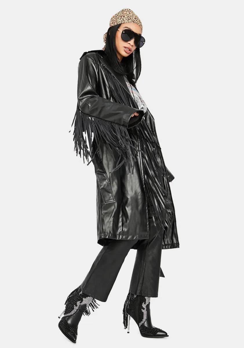 Mystic On The Run Fringe Trench Coat