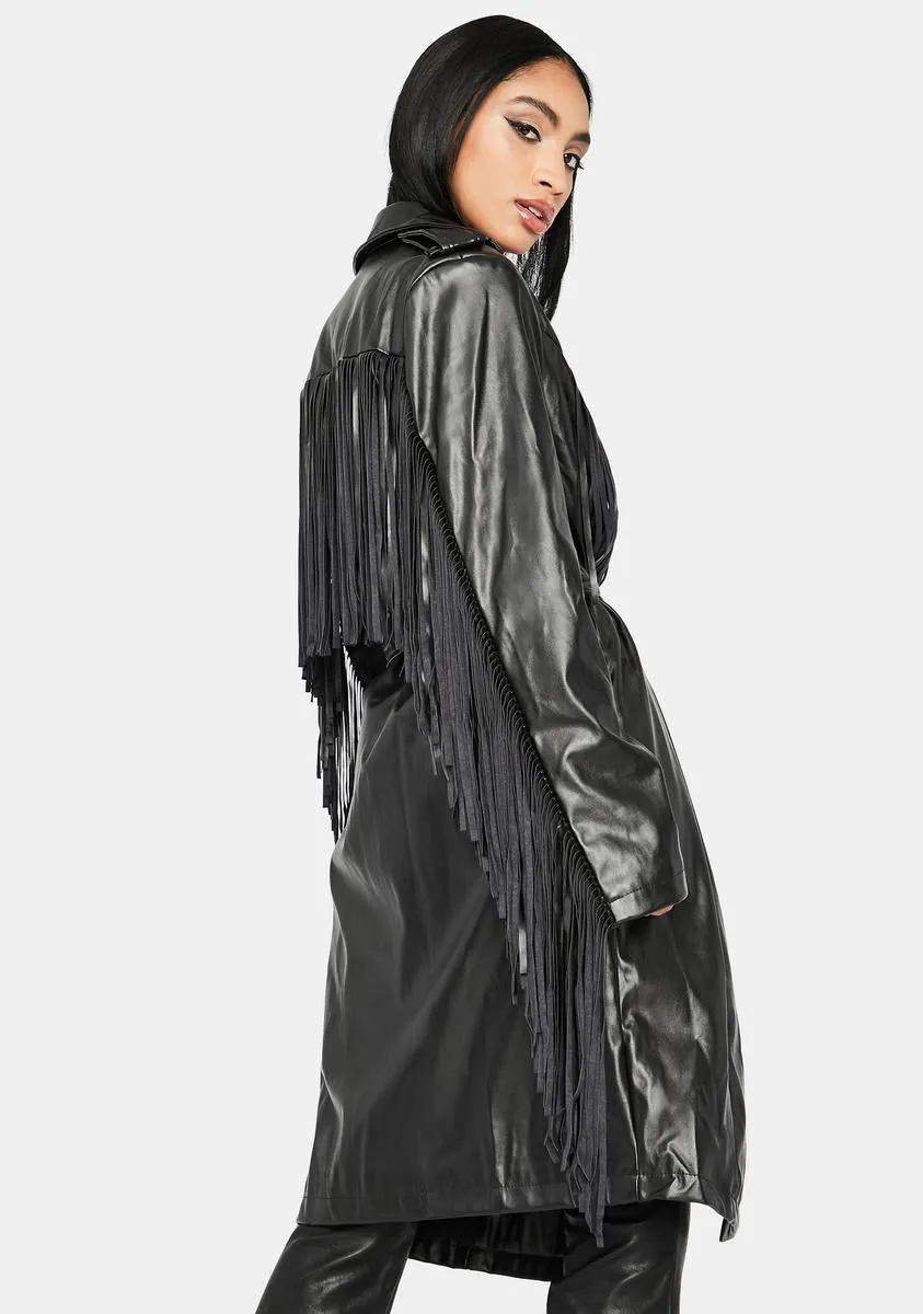 Mystic On The Run Fringe Trench Coat