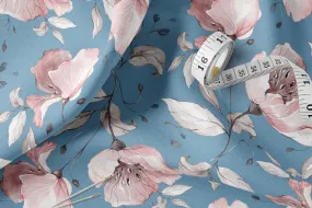 Natural Floral Print Linen Fabric By The Yard or Meter for Clothing & Home Textile