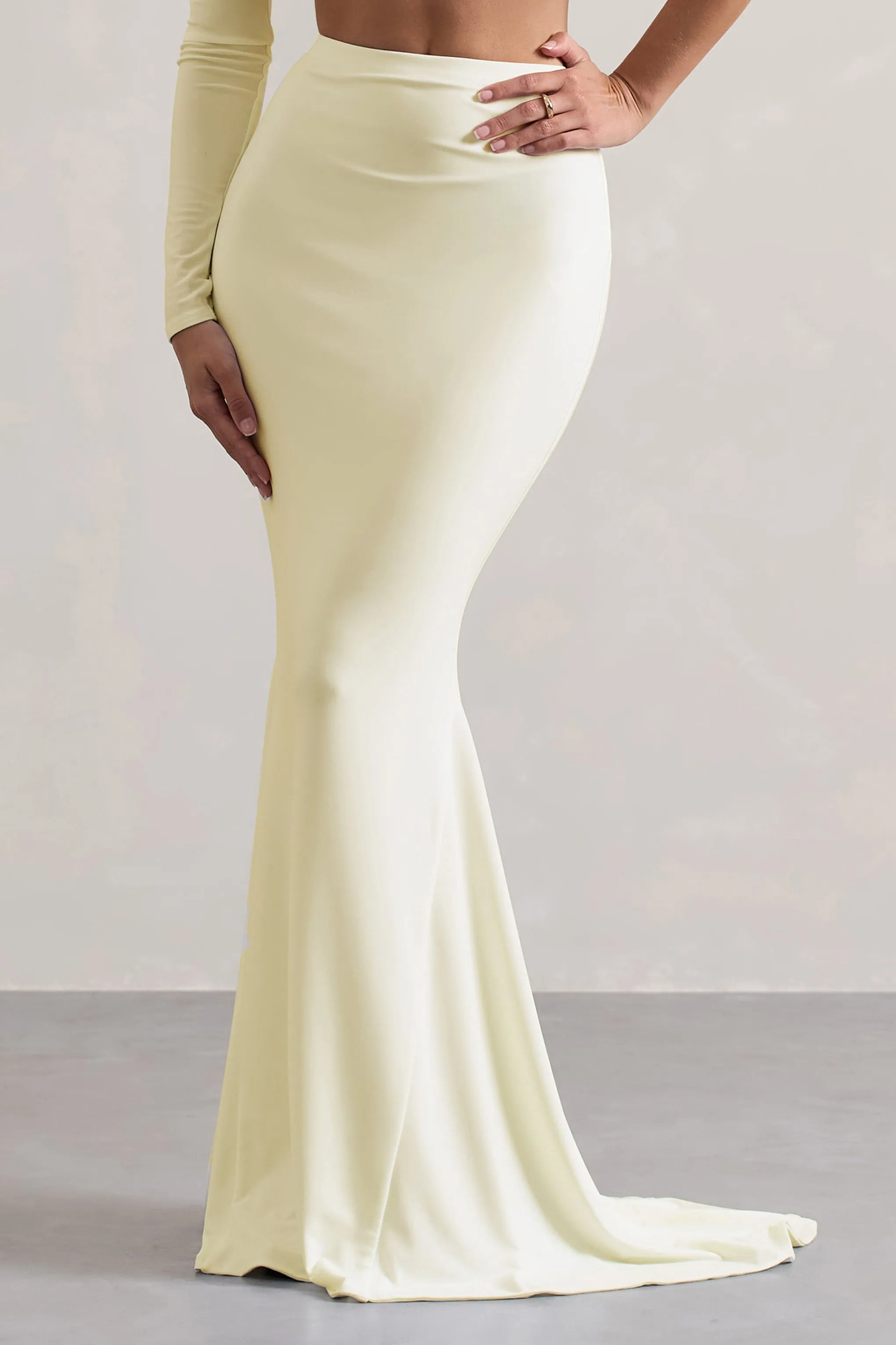 Neomie Cream Fishtail Maxi Skirt - Shop Now