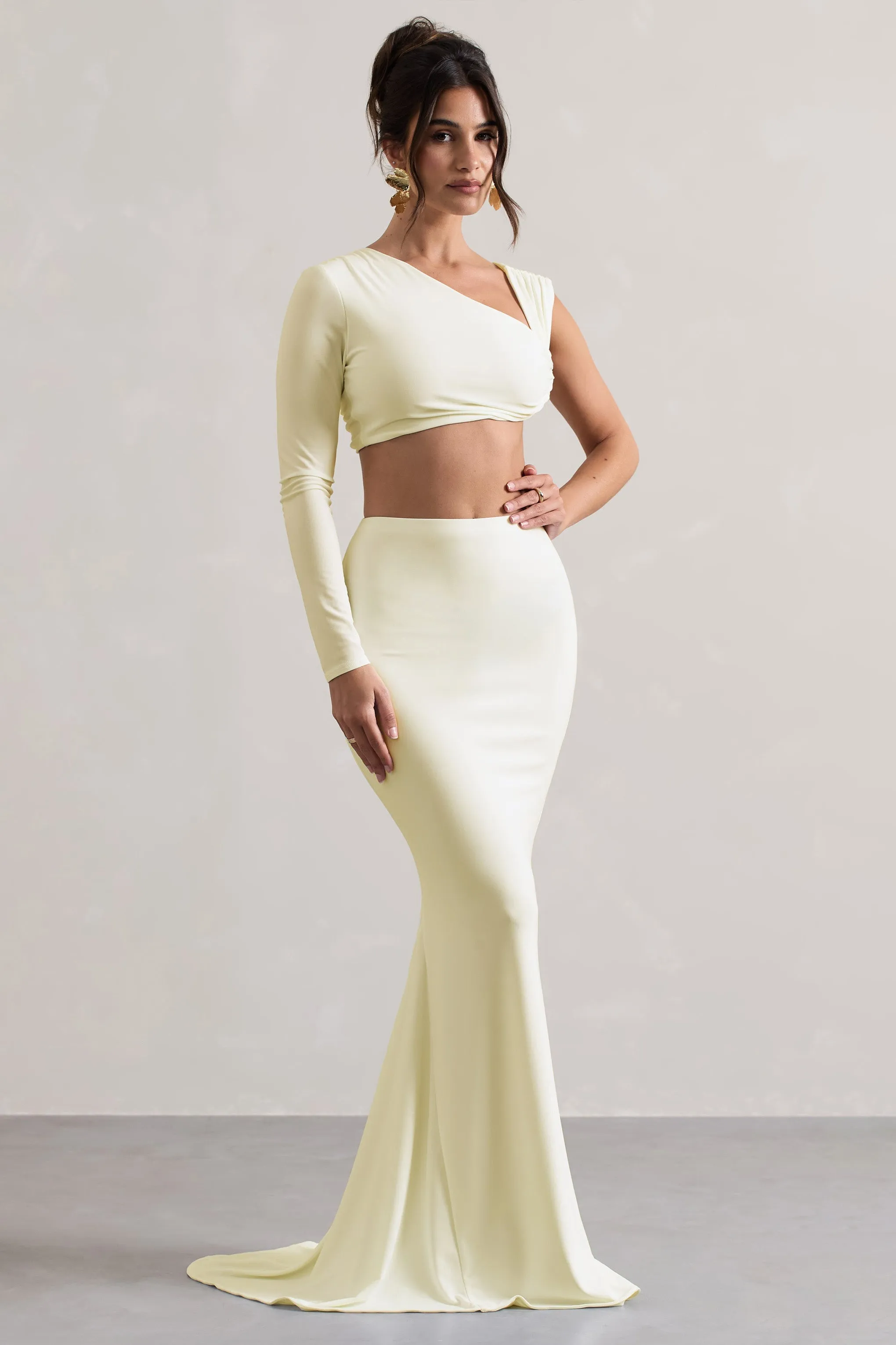 Neomie Cream Fishtail Maxi Skirt - Shop Now