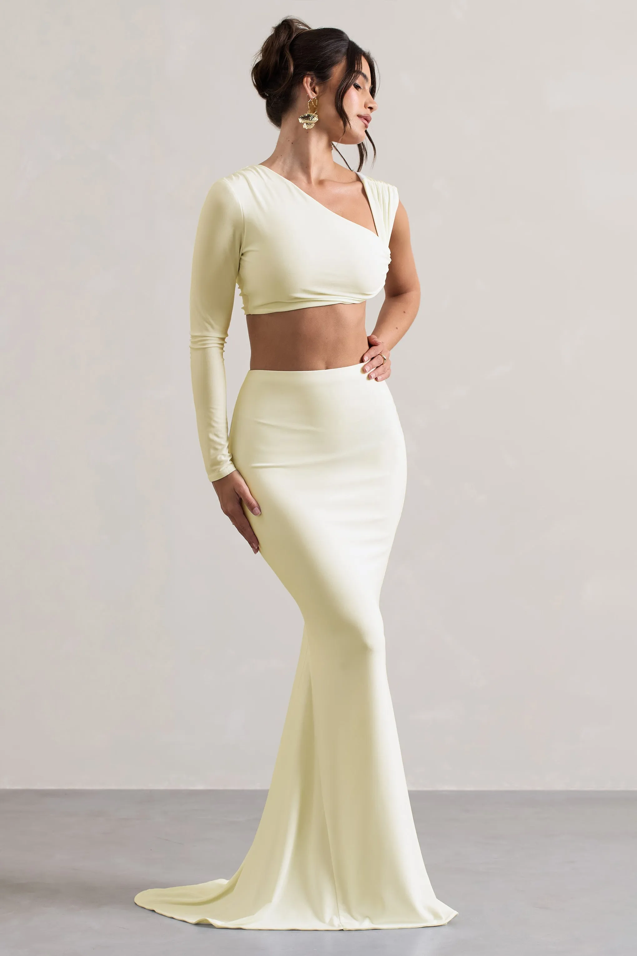 Neomie Cream Fishtail Maxi Skirt - Shop Now