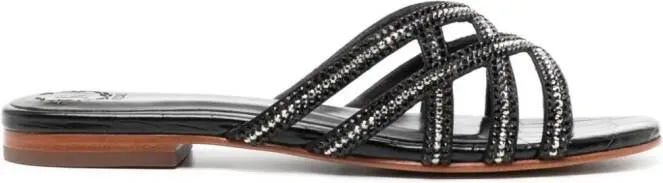 NICOLI Black Crystal Sandals