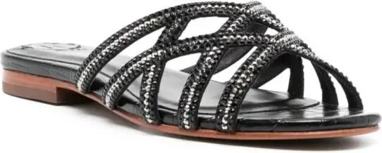 NICOLI Black Crystal Sandals