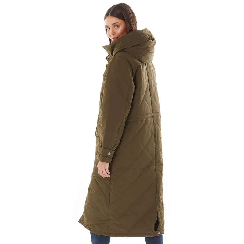 OBJECT Womens Katie Long Coat Dark Earth