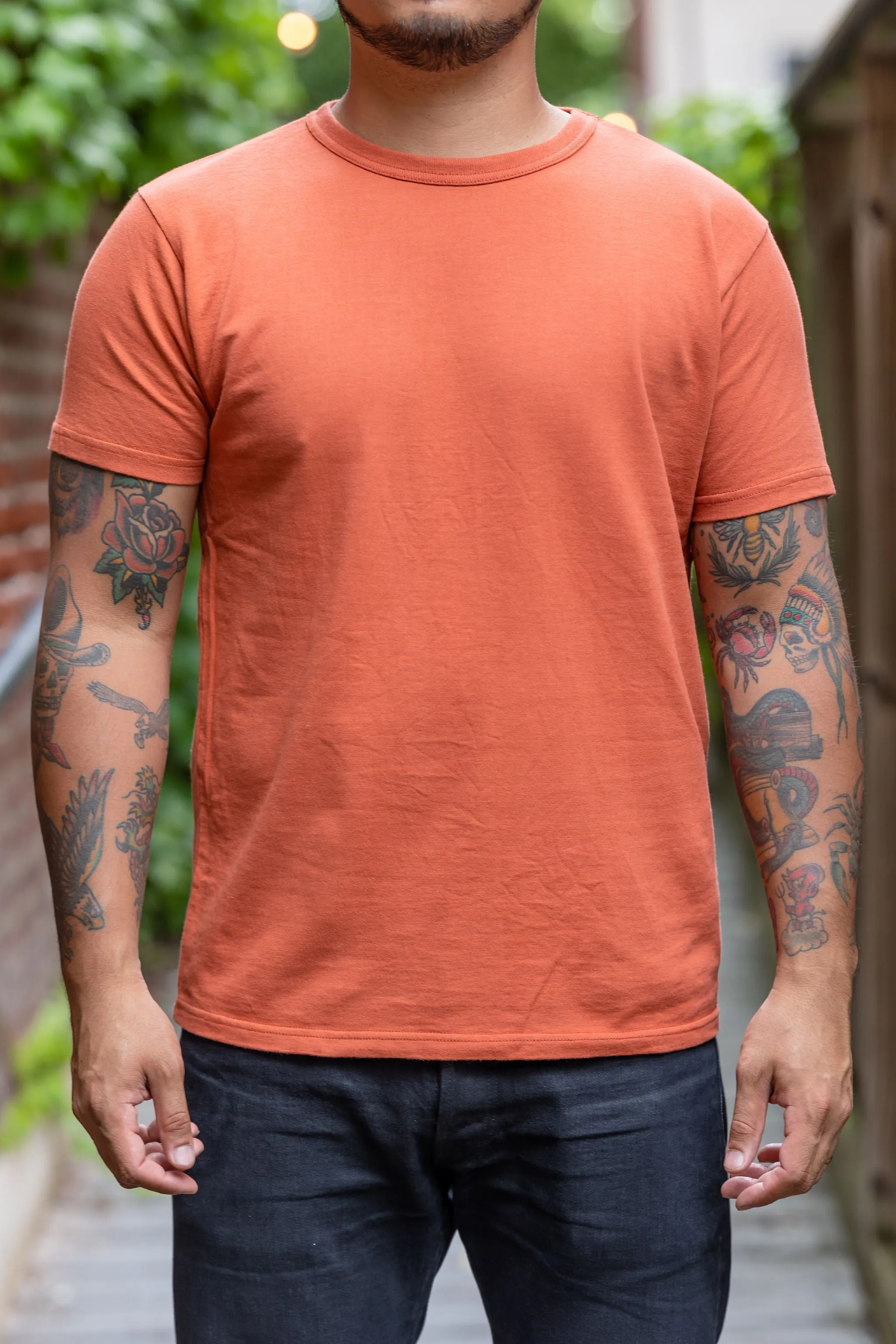 Orange-Red Samurai Cotton Tee with Loopwheel Inlay