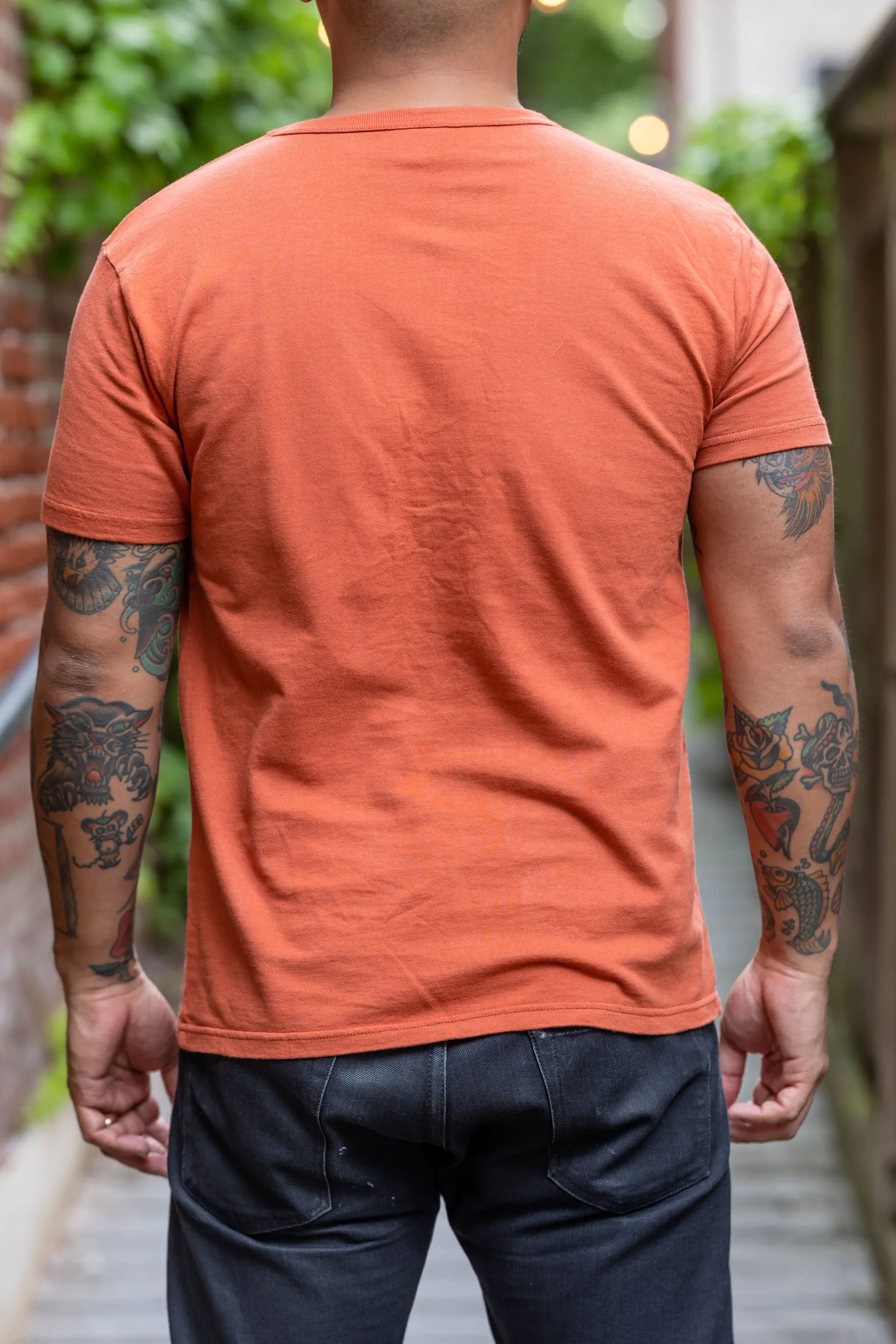 Orange-Red Samurai Cotton Tee with Loopwheel Inlay