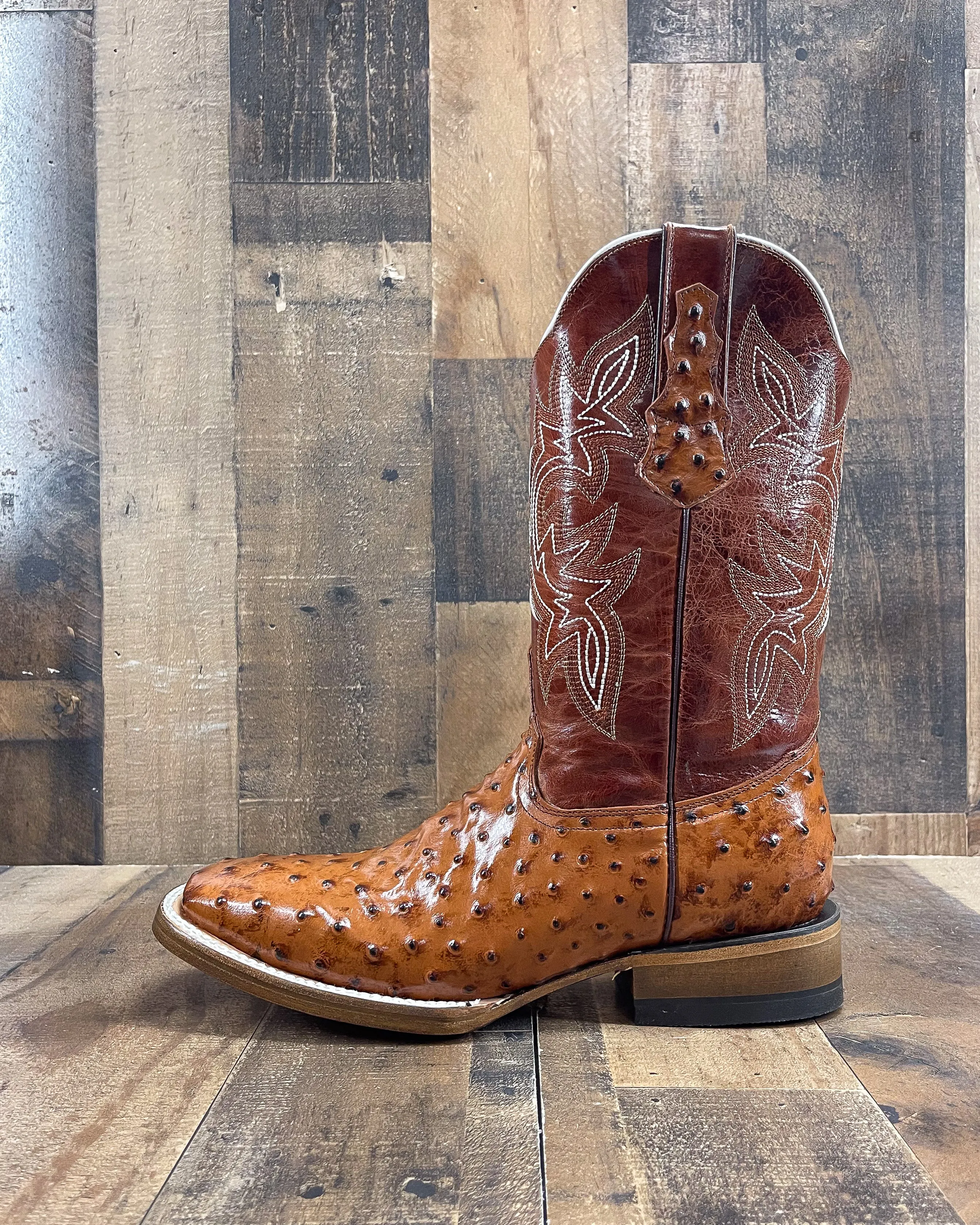 Ostrich Cowboy Boots for Men with Square Toe by COGNAC AB1