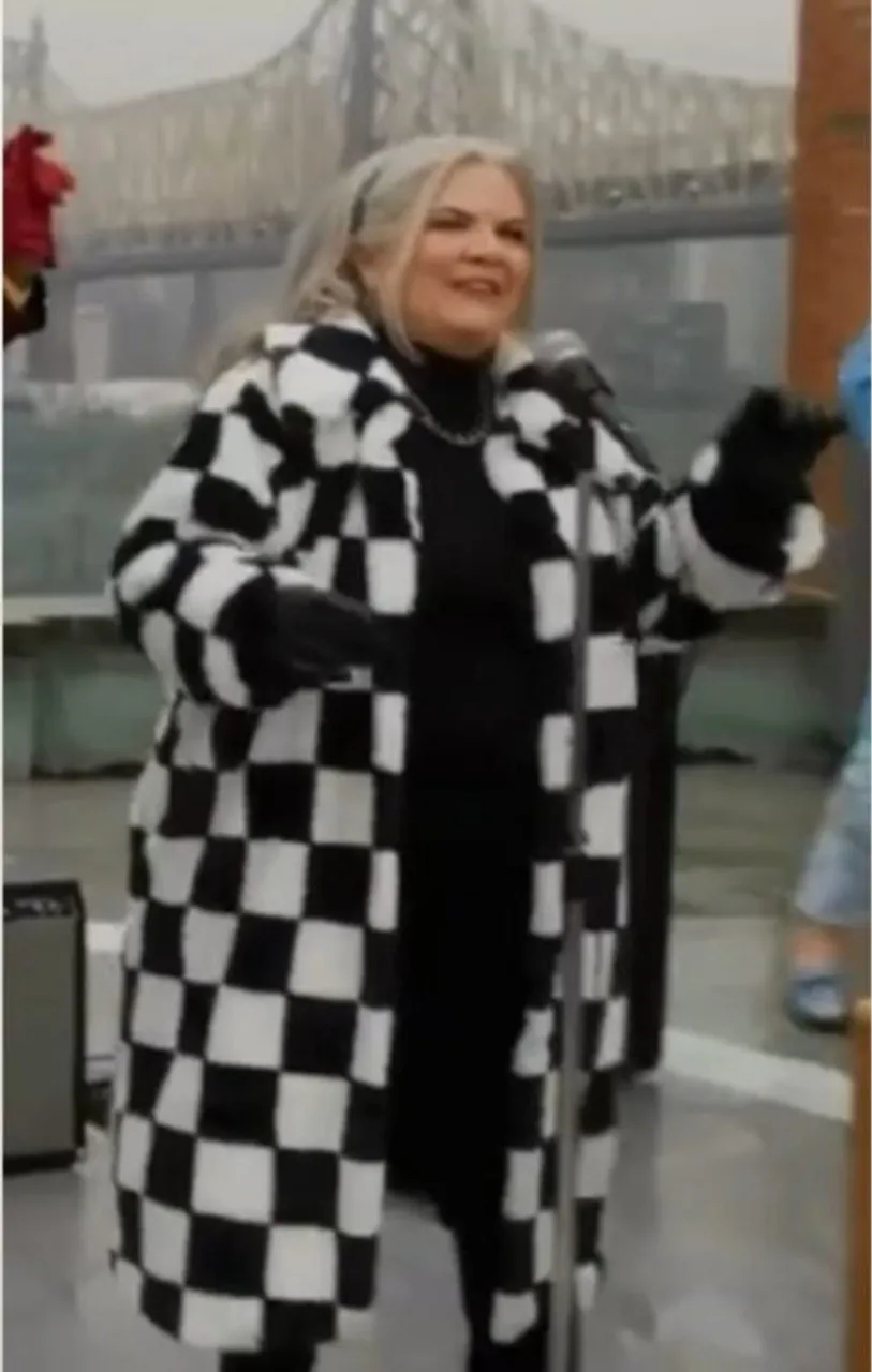 Paula Pell Checkered Coat Girls5eva - Google search