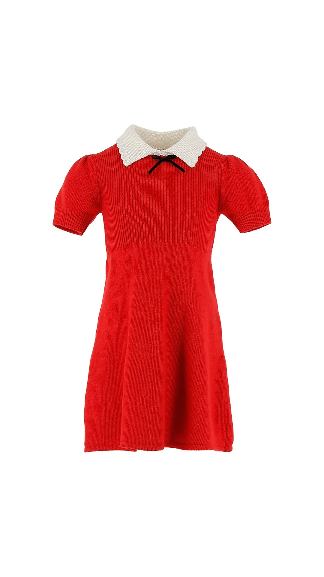 Philosophy Red-White 5Y Knit Dress with Bow Detail