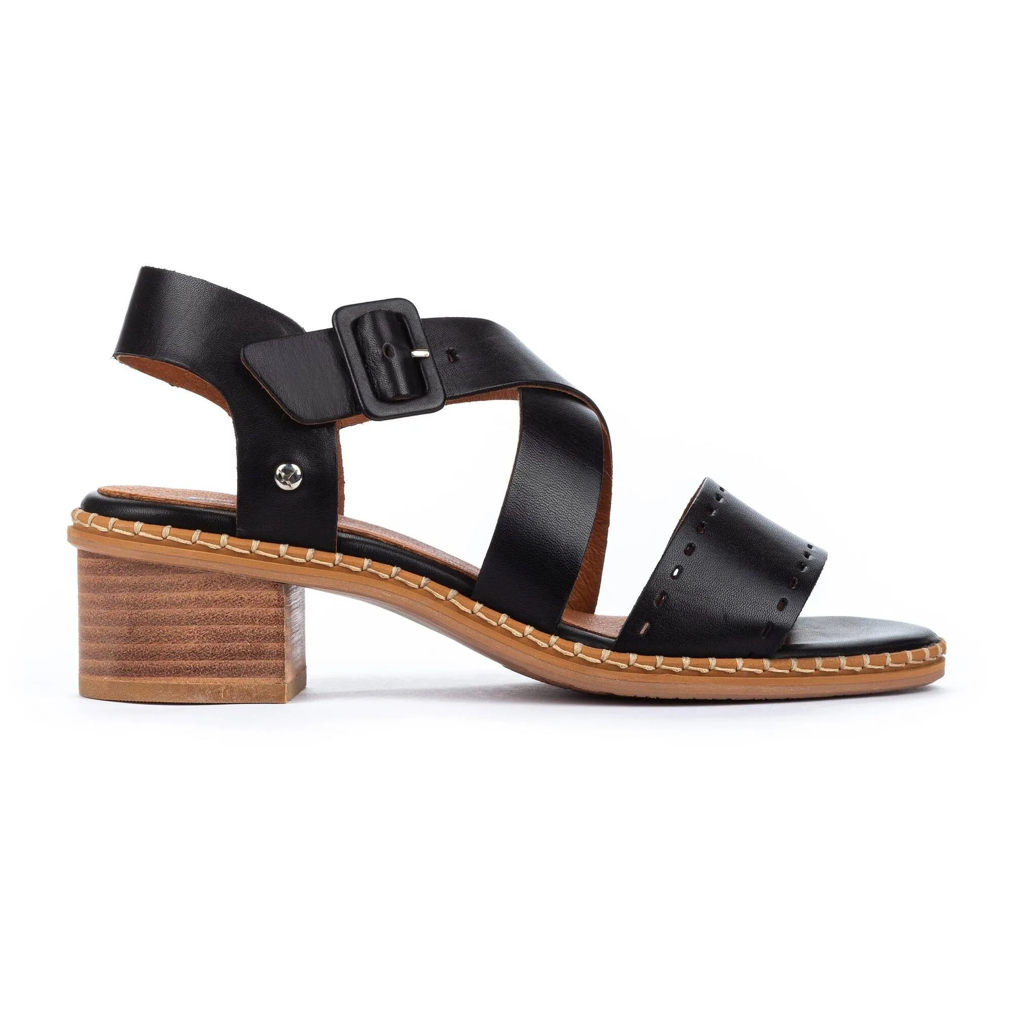 Pikolinos Blanes Black Leather Women's Sandals