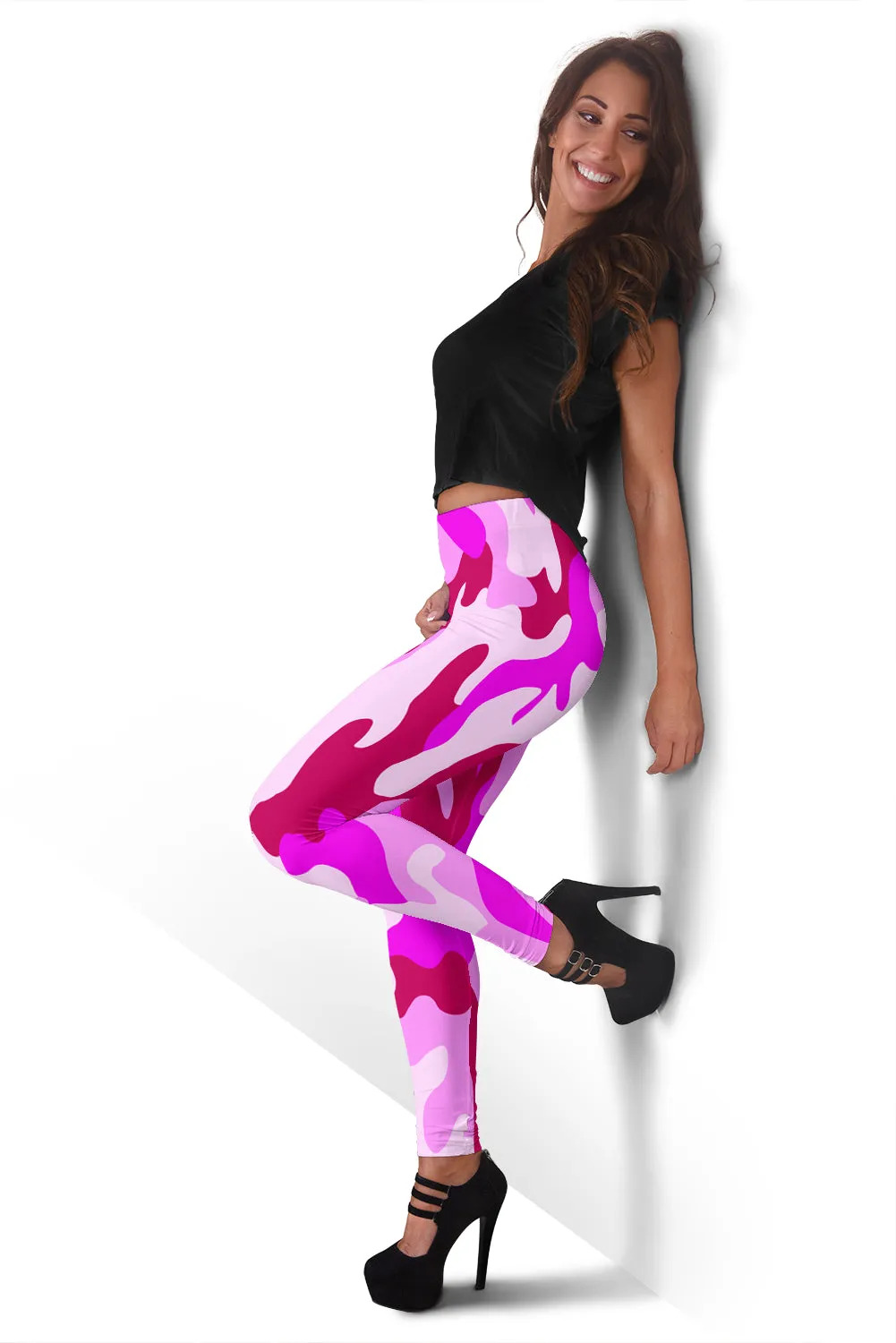 Pink Army Print Leggings