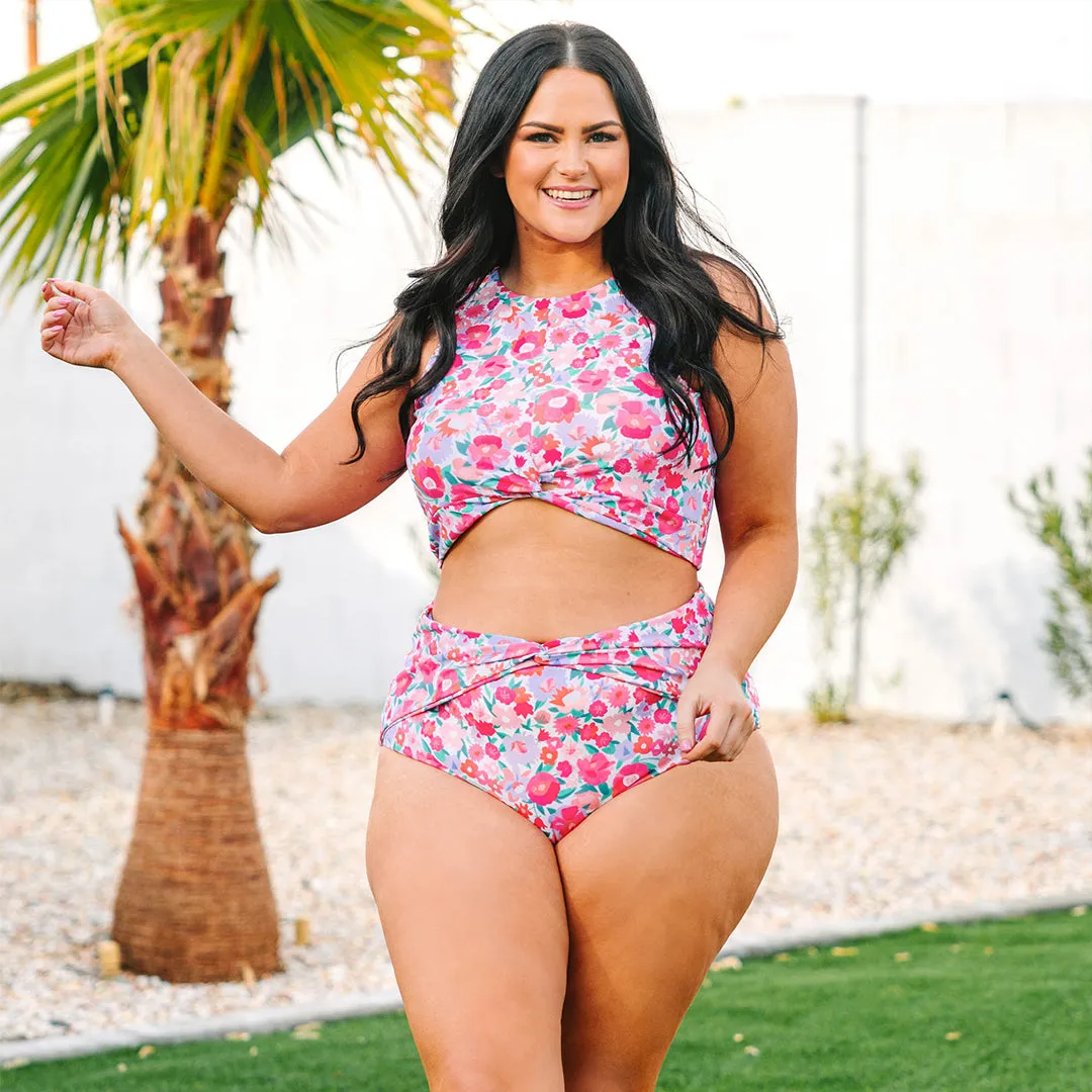 Pink Floral Swim Top - Swim With Me