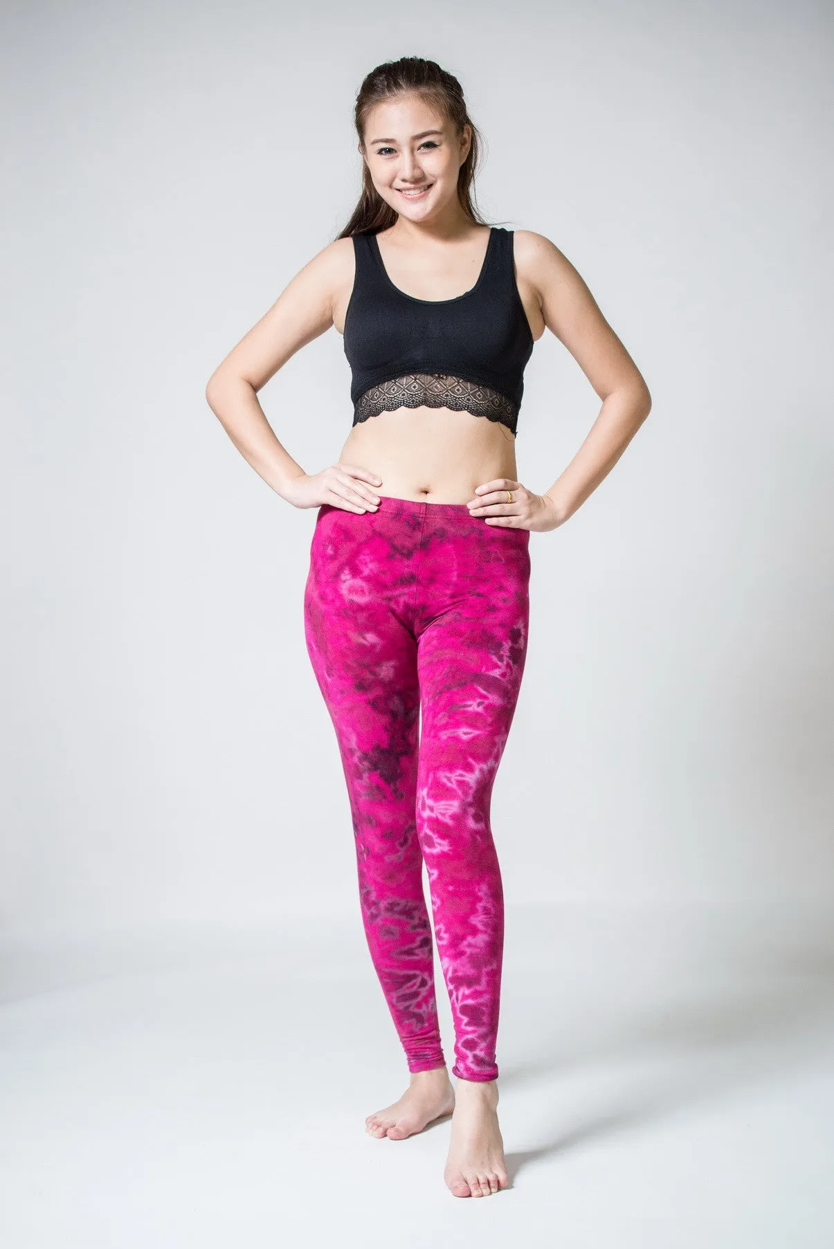 Pink Marble Tie Dye Cotton Leggings - Shop Now