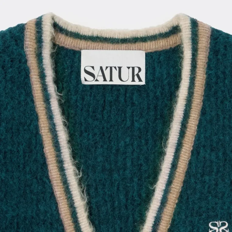 Plain Logo Cardigans for Unisex Street Fashion by SATUR