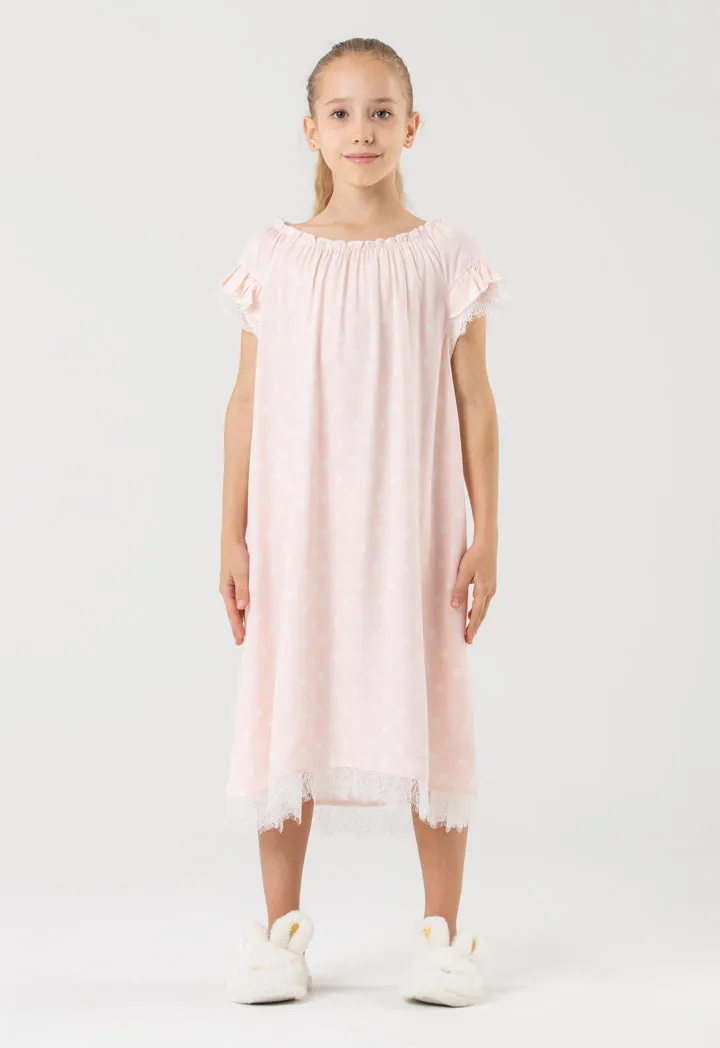 Polka Dot Sleepwear with Ruffle Frills