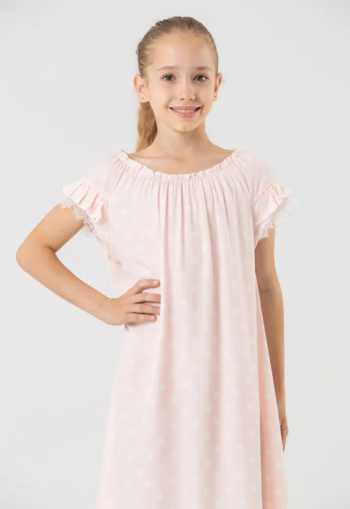 Polka Dot Sleepwear with Ruffle Frills