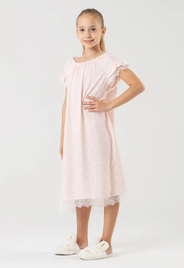 Polka Dot Sleepwear with Ruffle Frills