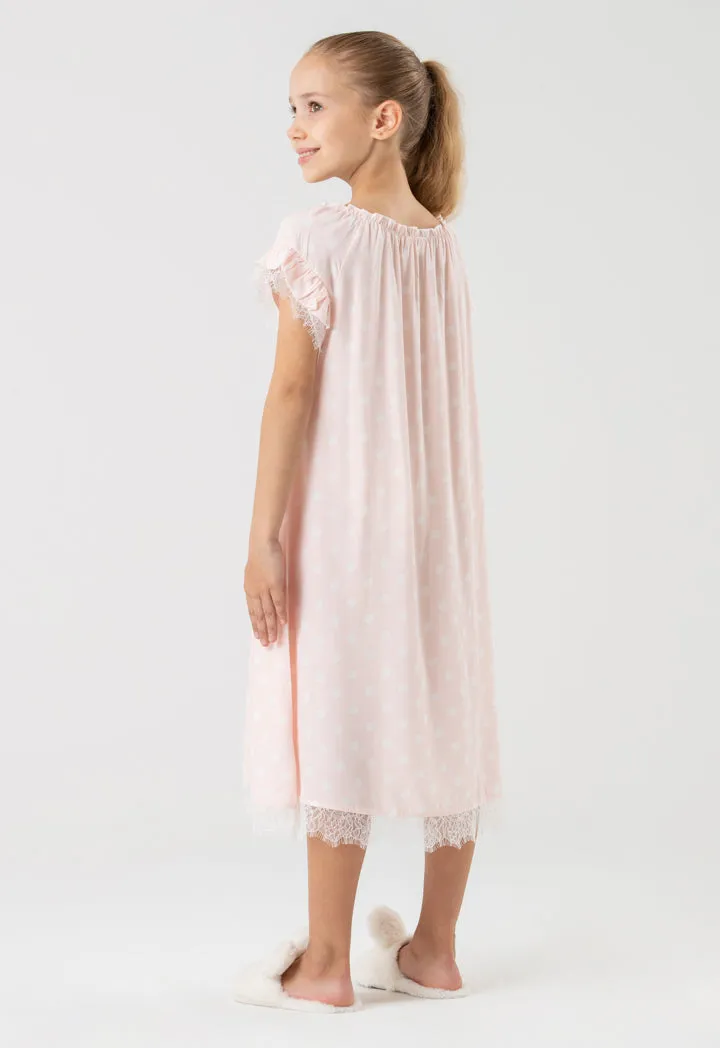 Polka Dot Sleepwear with Ruffle Frills