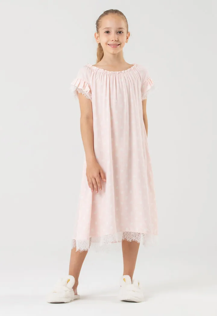 Polka Dot Sleepwear with Ruffle Frills