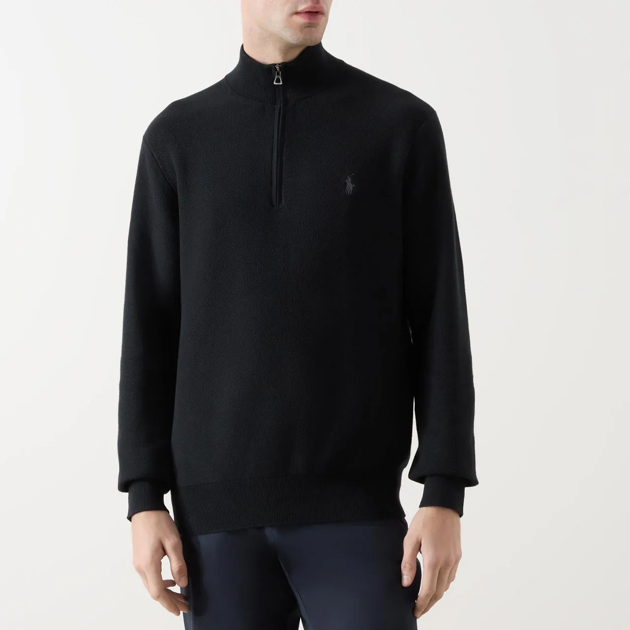 Polo Ralph Lauren Pima Logo Half Zip Sweater Black