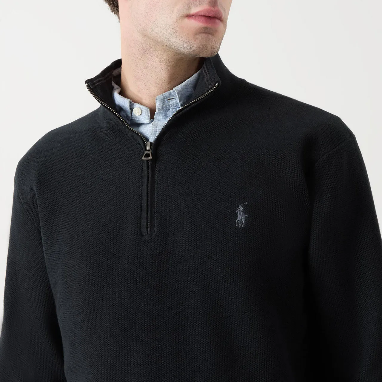 Polo Ralph Lauren Pima Logo Half Zip Sweater Black