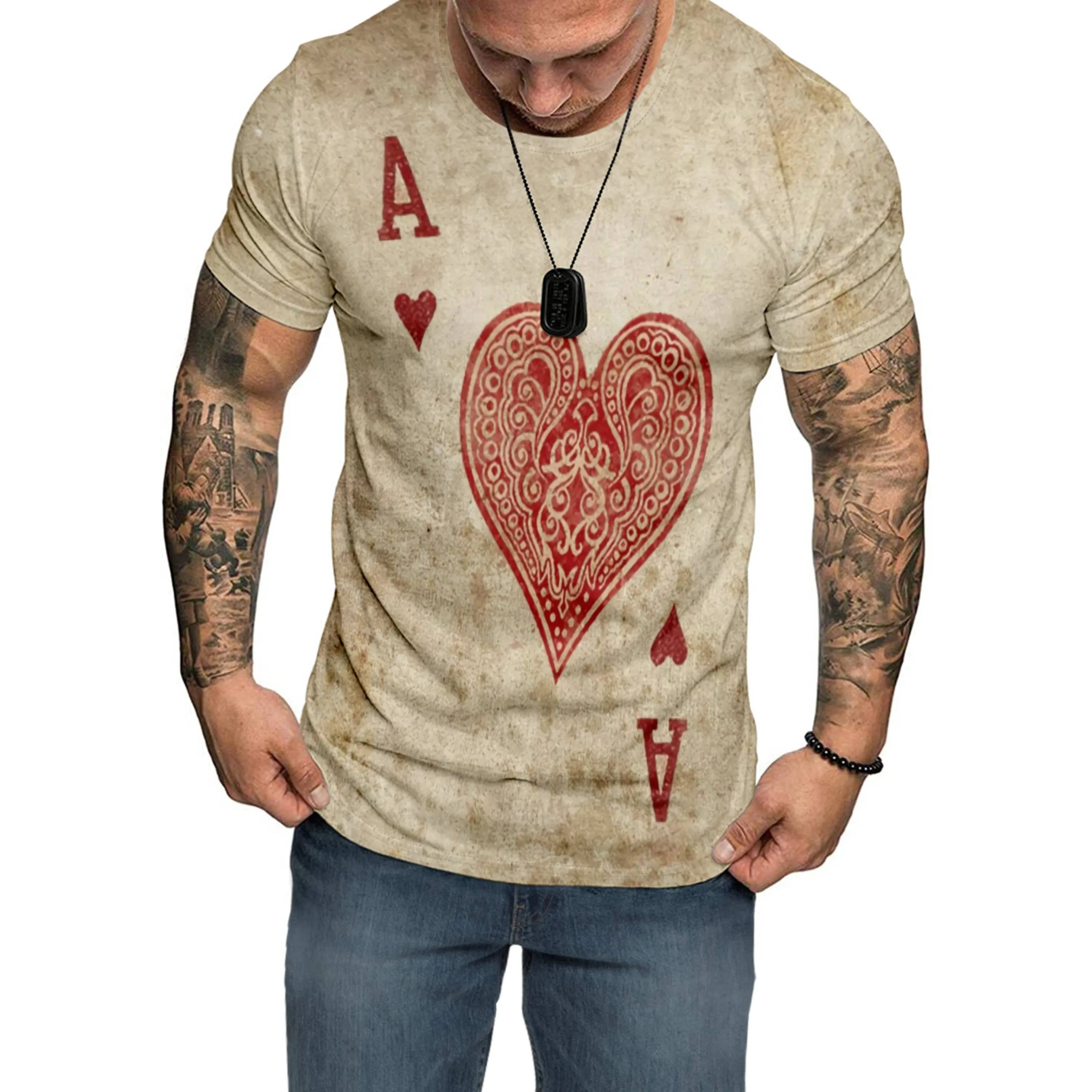 Polyester Tshirt with Premium Quality Dirty Hearts Pattern