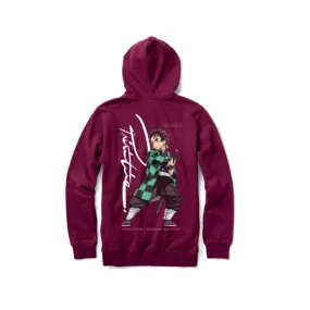 Primitive Skateboards Demon Slayer Tanjiro Burgundy Hoodie