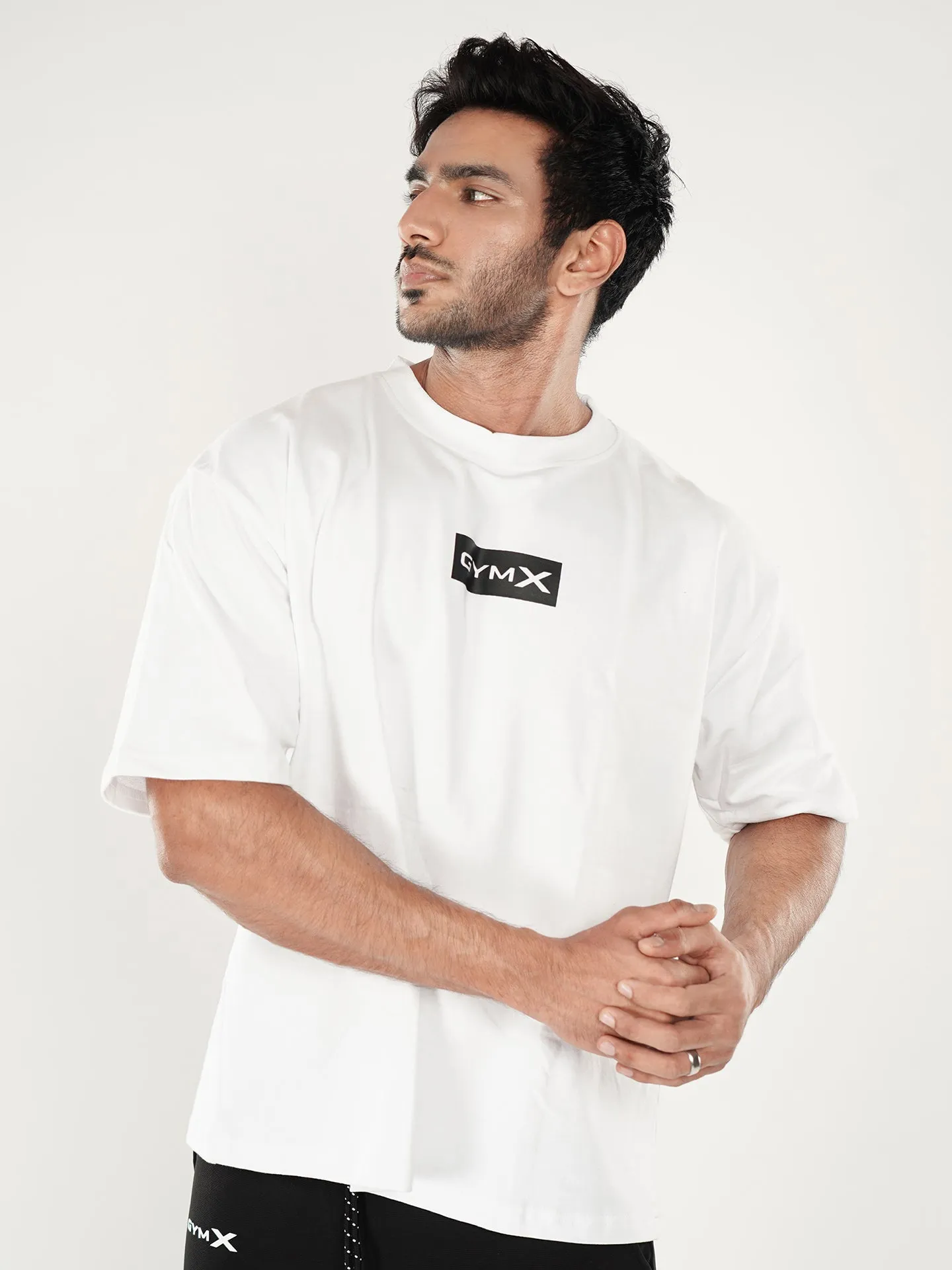 Pristine White Oversized Gym T-Shirt - Sale