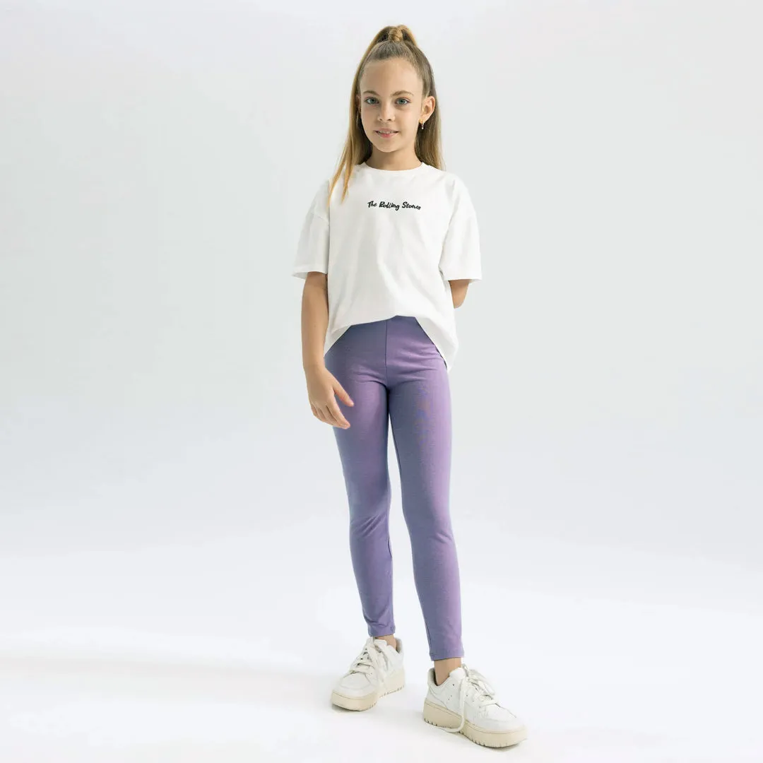 Purple Winter Leggings for Girls in Soft Cotton