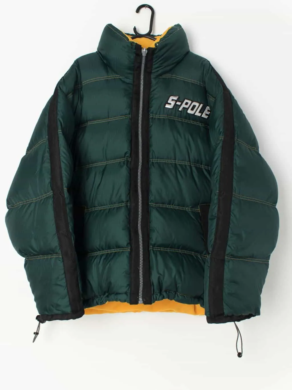 Rare vintage South Pole reversible puffer jacket in green and yellow – Extra-Large