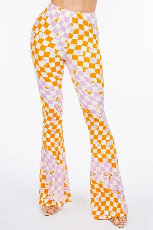 Retro Flower Pull On Flare Pant Lightweight - Sale Now!