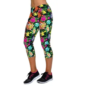 Rose Print Stretch Leggings for Women - Slim Fit Trouser Leggins