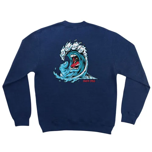 Santa Cruz Skateboards Navy Blue Hooded Sweater with Screaming Wave Print