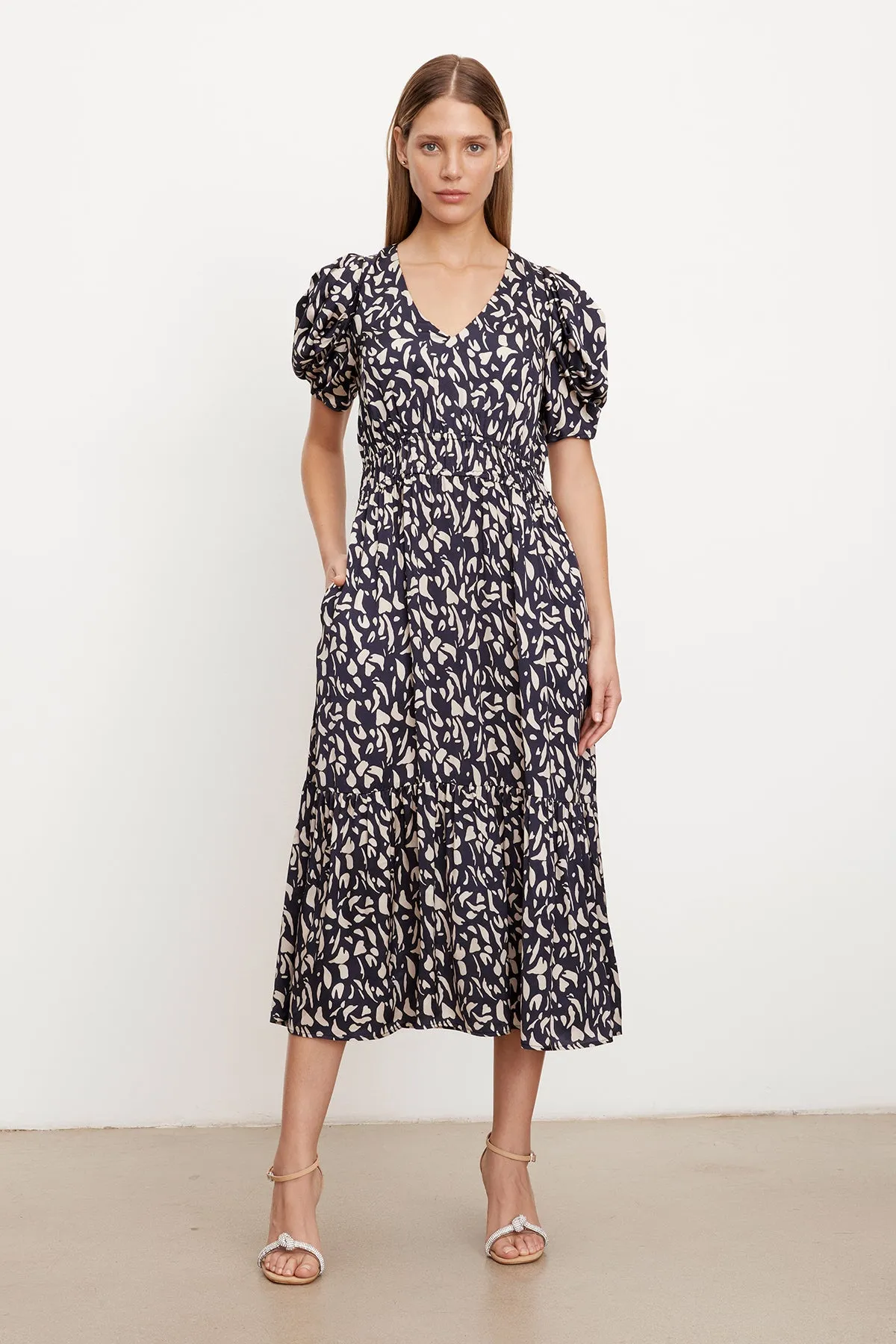 Satin Midi Dress Printed by Lyuda