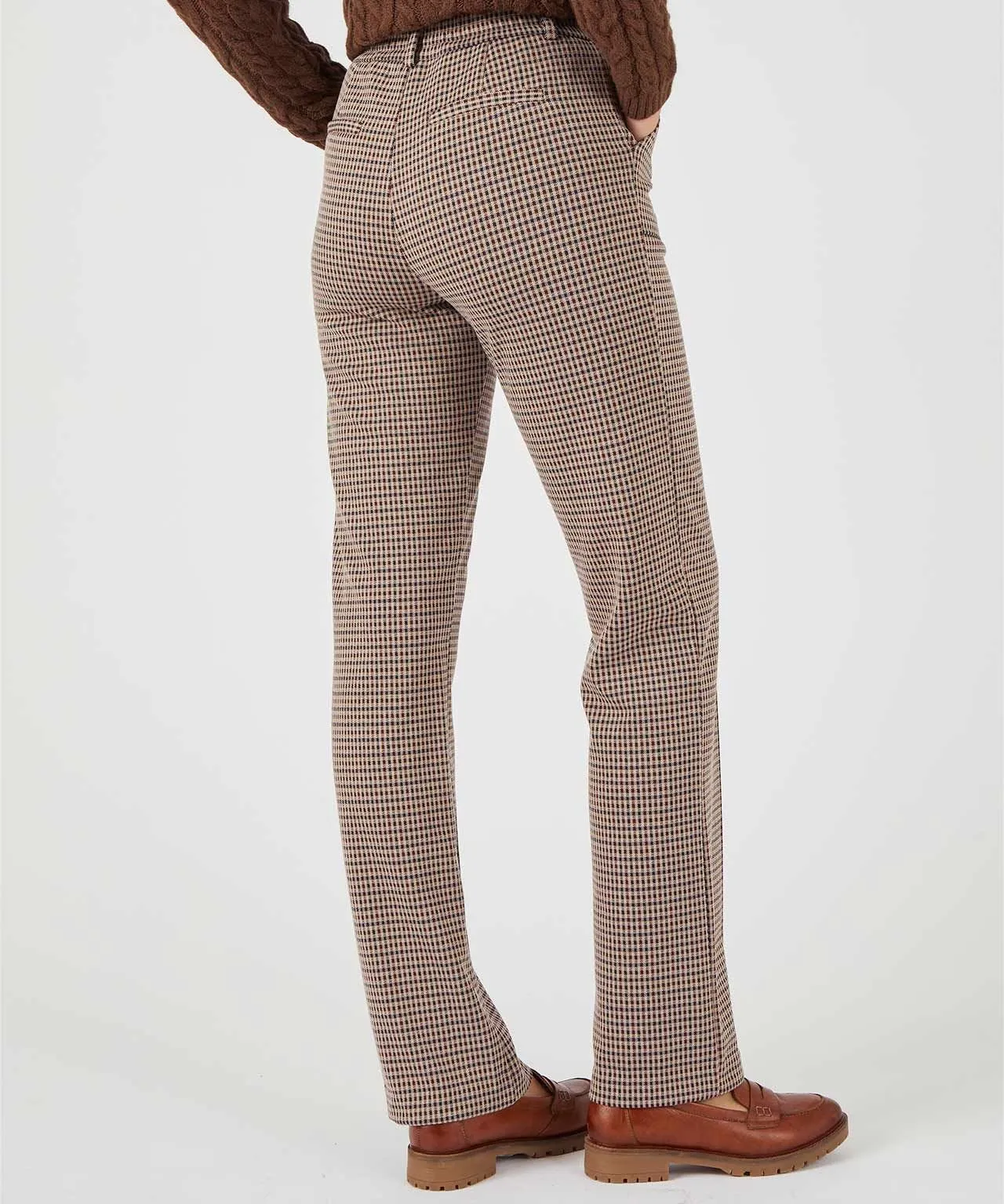 Checkered Knit Trousers with Secret Stretch Technology