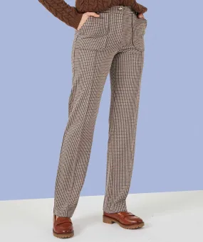 Checkered Knit Trousers with Secret Stretch Technology