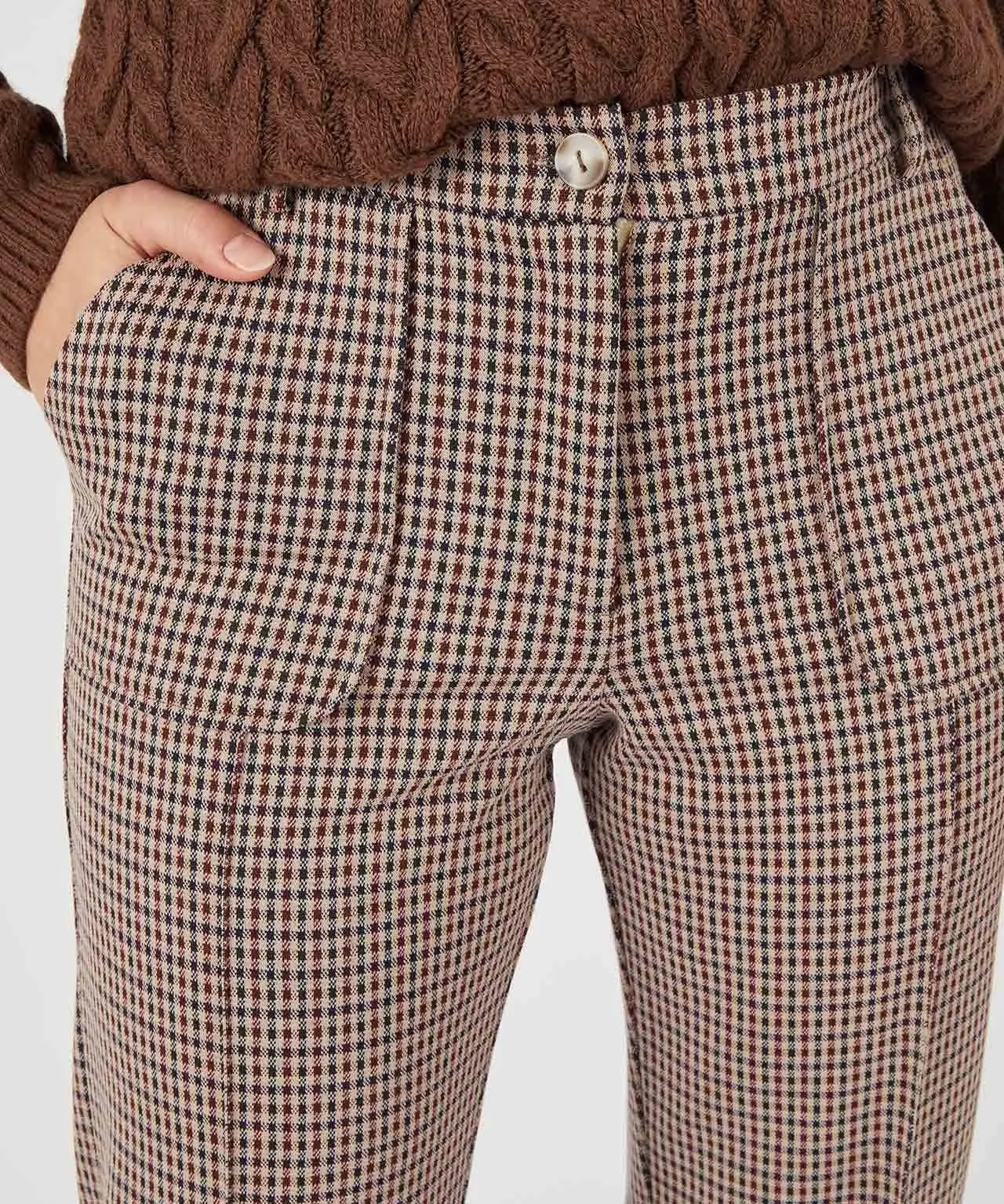 Checkered Knit Trousers with Secret Stretch Technology