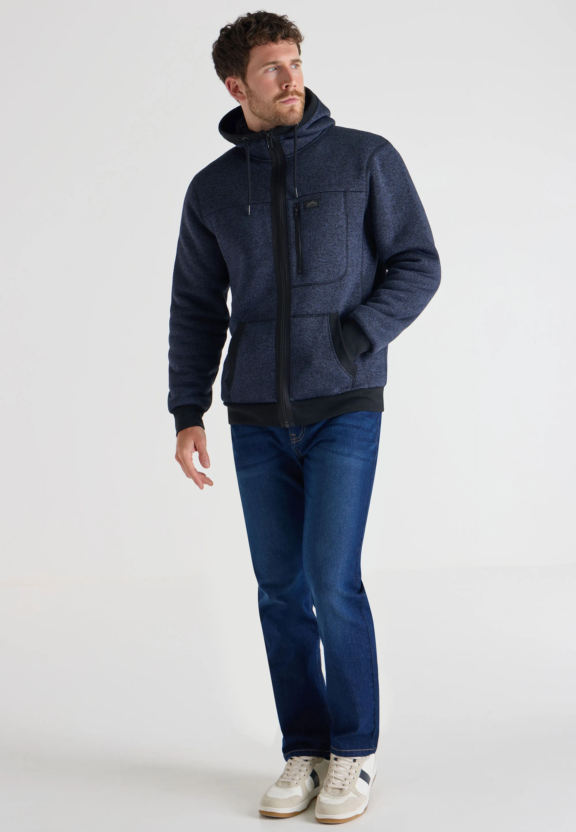 Sherpa Lined Zip Through Hoody for Men